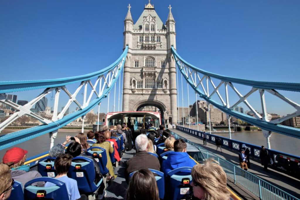 Tourists on the London Tootbus ride and experience