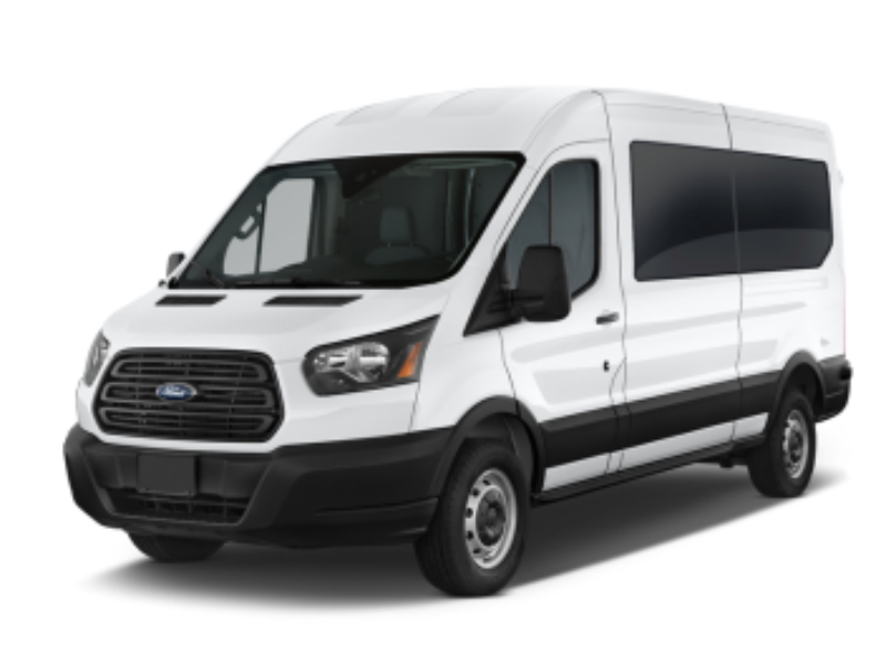 Modern white van with sleek design, tinted windows, and sturdy wheels for versatile transport.